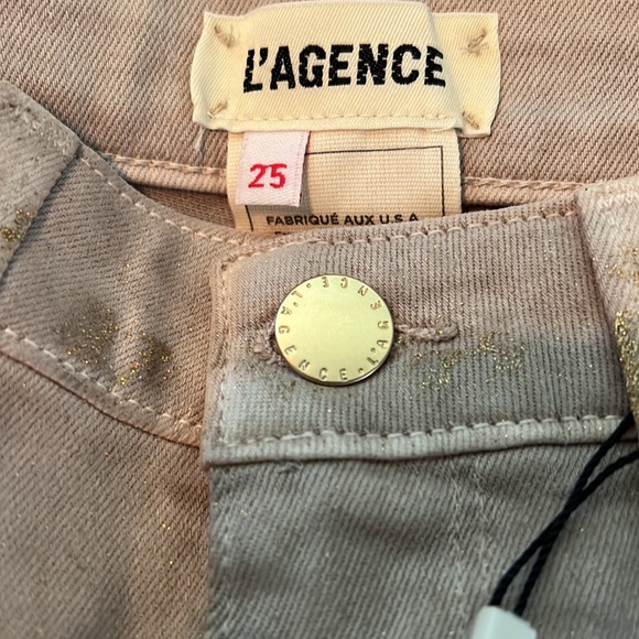 ✨Margot High Rise Skinny Cropped Jeans✨NWT Biscuit Shimmer Gold Glitter Paint - Picture 6 of 7